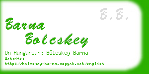barna bolcskey business card